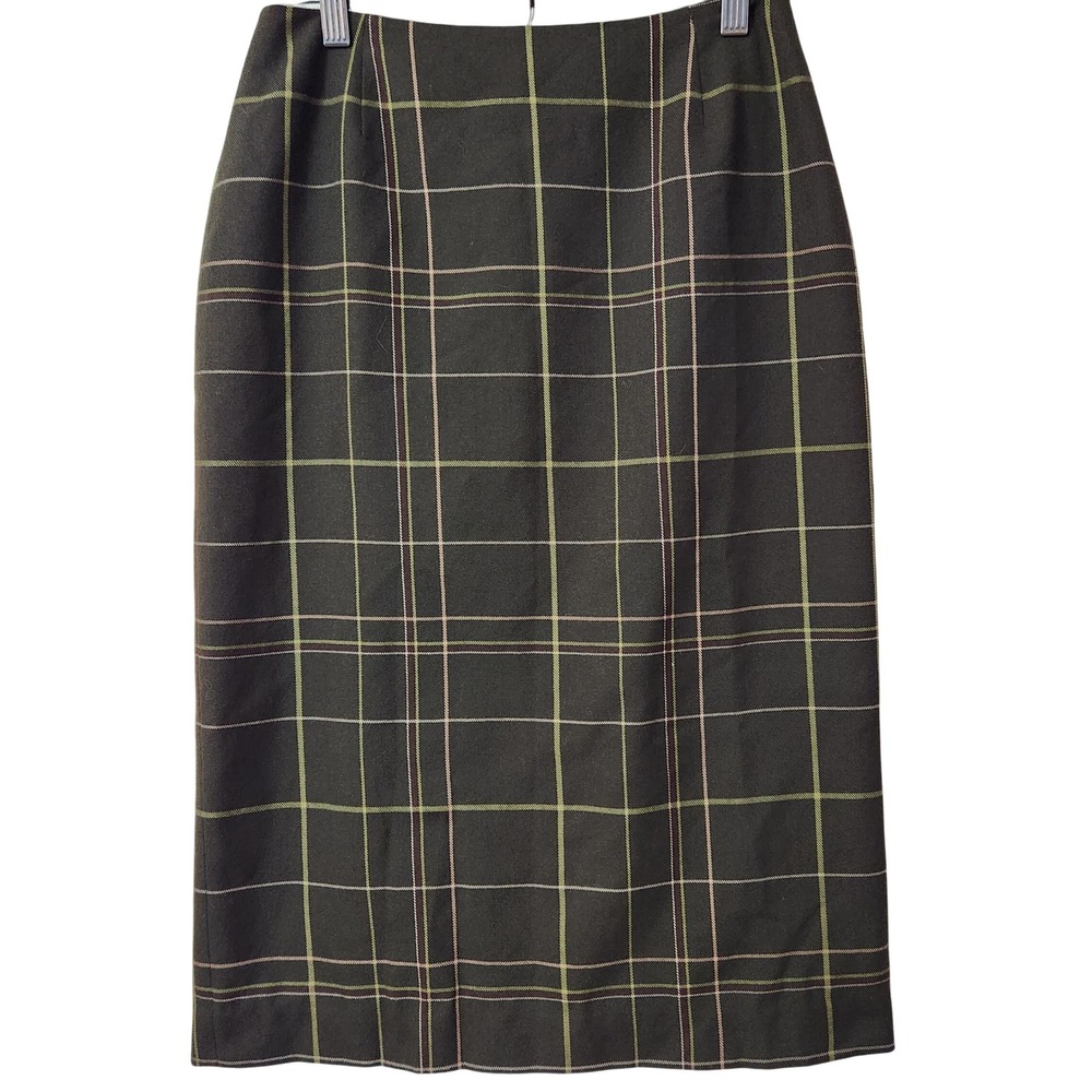 Petite Sophisticate Green Plaid‎ pencil skirt size 4